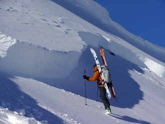 Inspecting Crown of Henderson Bench Avalanche